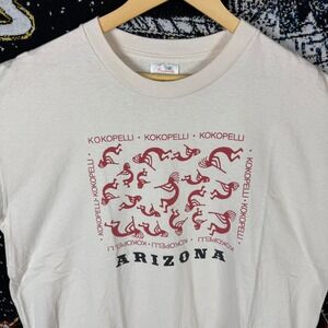 Vintage Hazelwoods Arizona Kokopelli T Shirt XL Cream Cotton Made in USA Tee